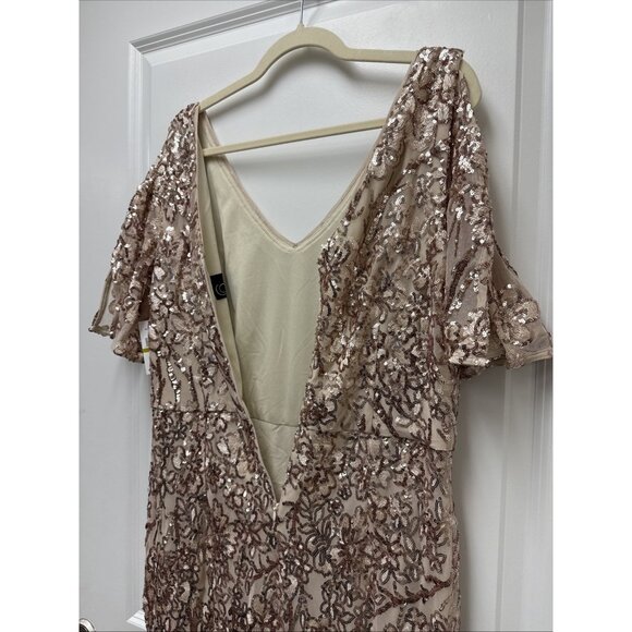 Alex Evenings Womens Size 14 Cream Gold Sequin Embellished Cocktail Formal Dress - Picture 9 of 12